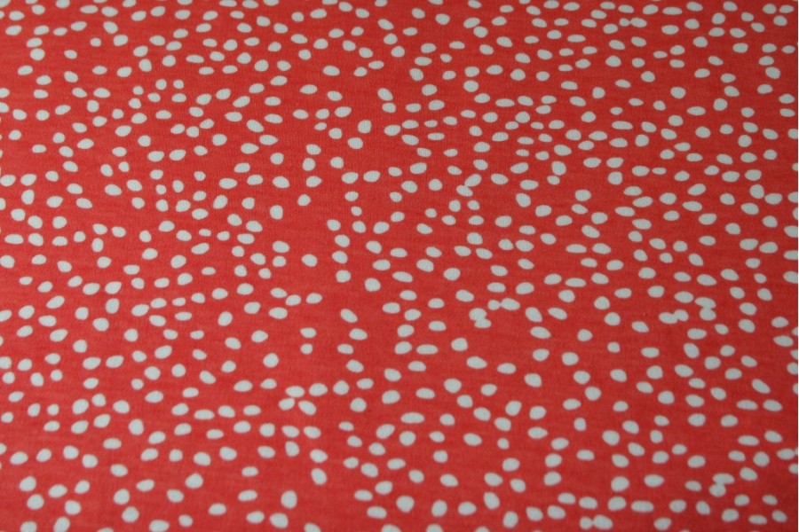 10cm Bio-Baumwolljersey "Konfetti koralle" Birch Fabrics    (Grundpreis € 23,00/m)